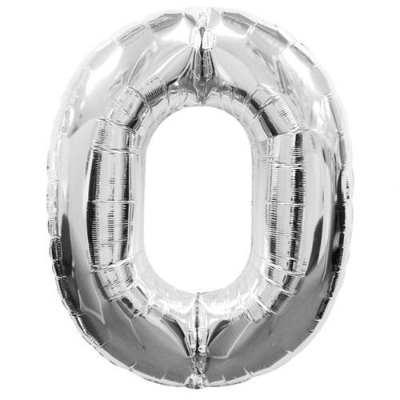 Number 0 Silver Supershape Balloon