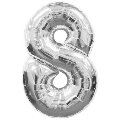 Number 8 Silver Supershape Balloon