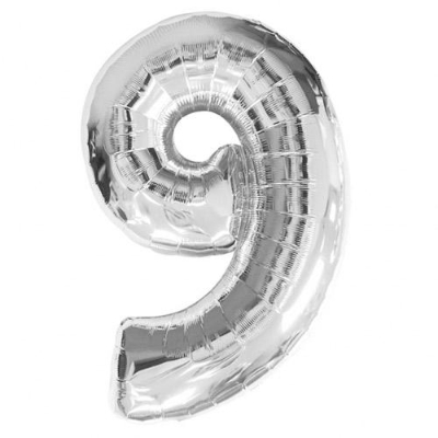 Number 9 Silver Supershape Balloon