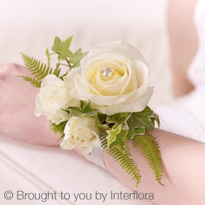 Ivory Rose and Fern Wrist Corsage