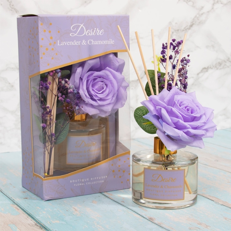 Lilac Floral Diffuser Set with Wine and Chocolates