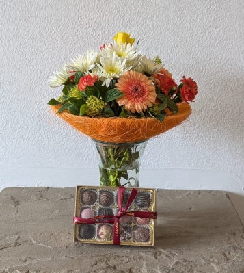 Sunset Vase and Chocolates