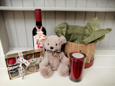 Wine, Teddy, Chocs and Candles