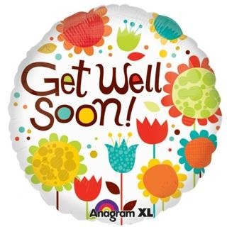Cheery Flowers Get Well Soon Balloon in a Box