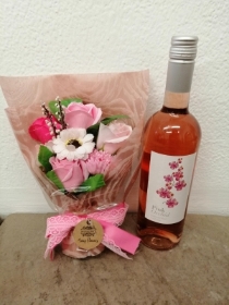 Soap Flower Bouquet and Wine