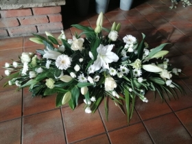 White Rose and Lily Casket Spray